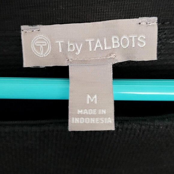 T by Talbots Black Honeycomb Pique Button Cuff Pullover Top - Picture 7 of 8